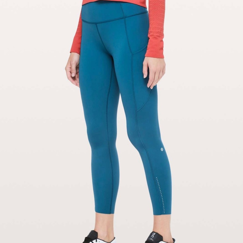 Lululemon Fast & Free High Rise 7/8 Tight II 25", Nulux, Size 8, Carbon Blue